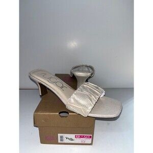 Sugar Women's Leader Blush Fabric Square Toe Open Slide Kitten Heels Size 8.5M